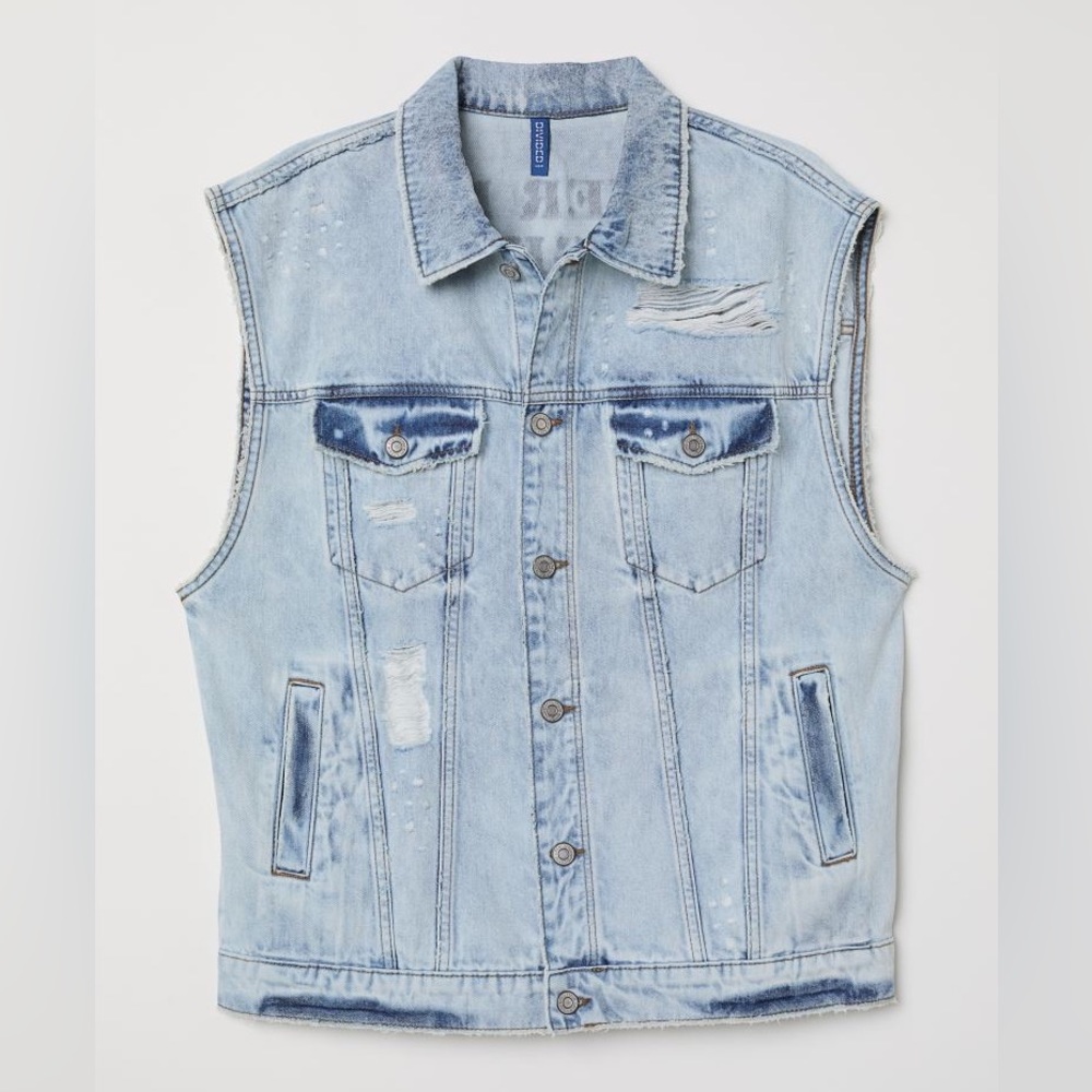 H&M Oversized Distressed Denim Vest